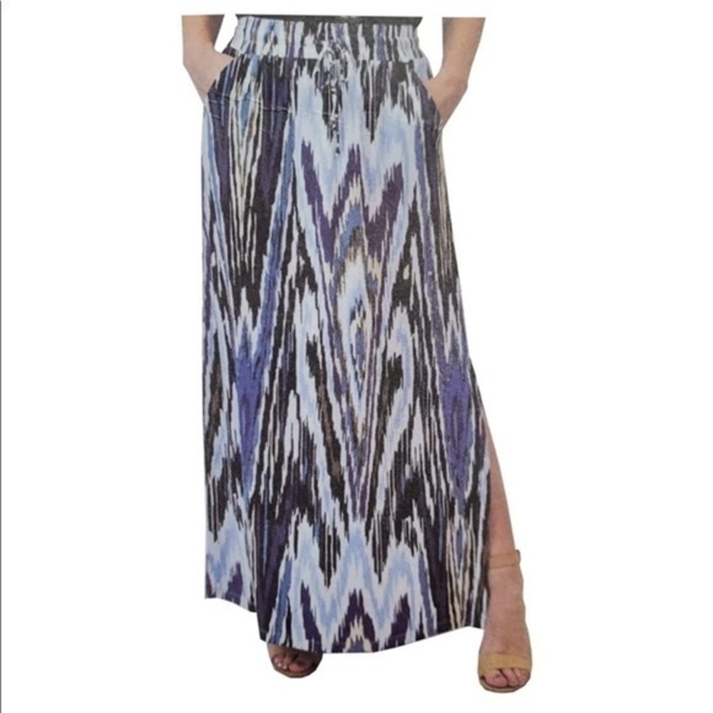 DESIGN HISTORY ikat onyx combo print maxi skirt-M